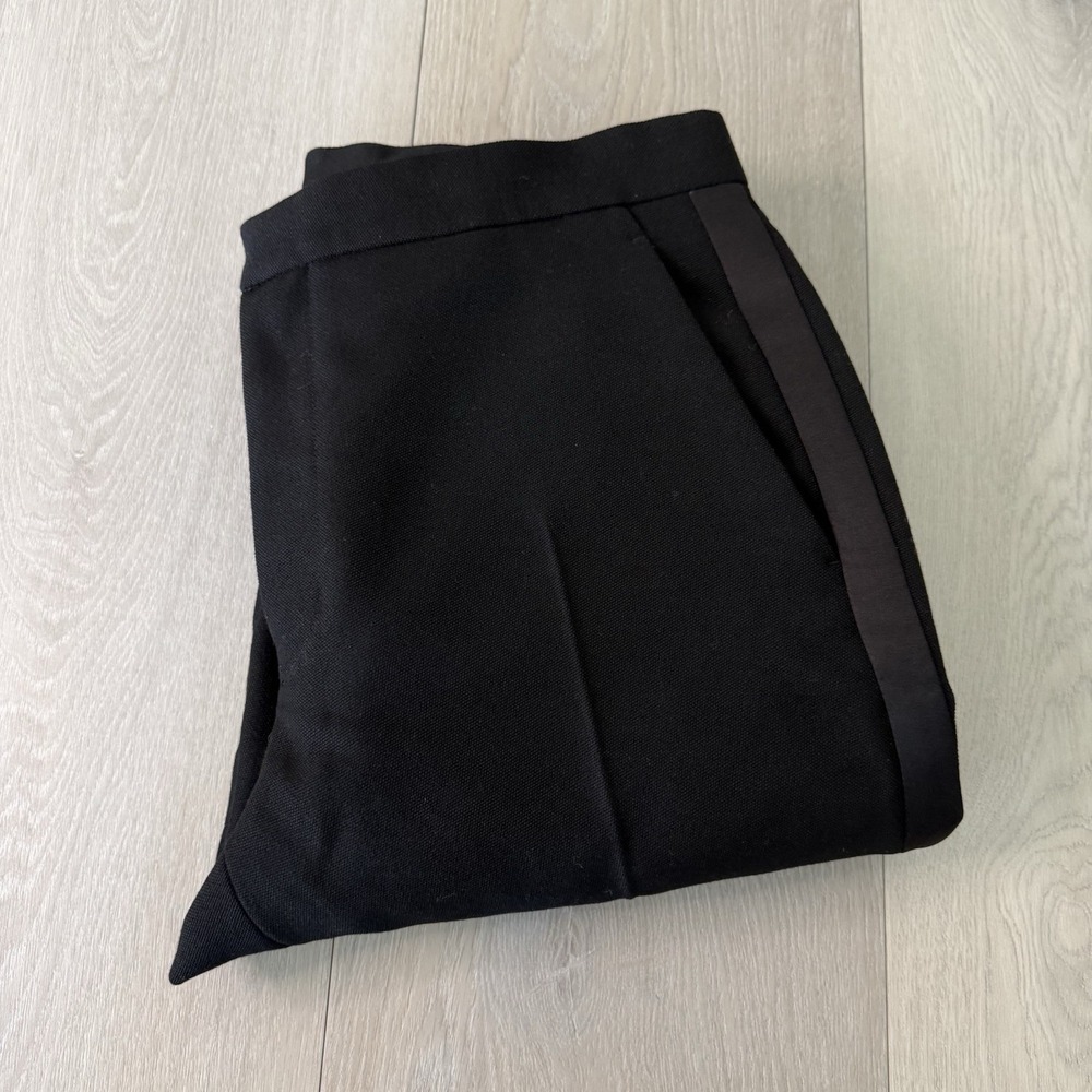 Wardrobe NYC Black Tuxedo Pants 100% Wool Men's Size M Medium Silk Contrast